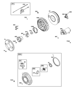 Flywheel, Ignition, And Starter Group Diagram and Parts List for 386447-0091-B5 200000 - 399999 Briggs and Stratton Engine